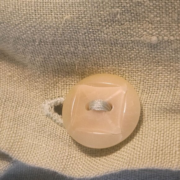 FLAX Women 100% Linen M Button Down Chartreuse Boxy Fit Top Lagenlook Layering - Picture 7 of 11